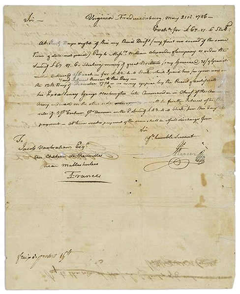 George Washington Document Signed Regarding His Military Mentor, Jacob Vanbraham, Who Fought for the British During the American Revolution