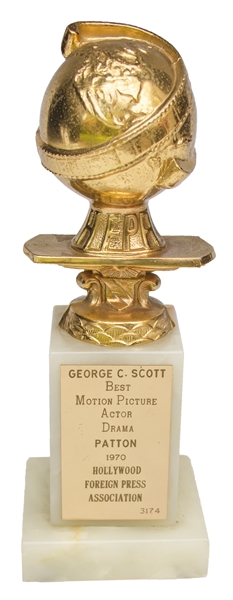 George C. Scott Golden Globe for Best Actor in ''Patton'' -- Scott Accepted This Golden Globe Before Declining His Oscar a Few Months Later for ''Patton''