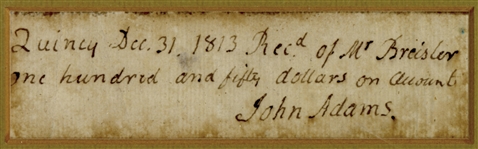 John Adams Receipt Signed -- With Full John Adams Signature