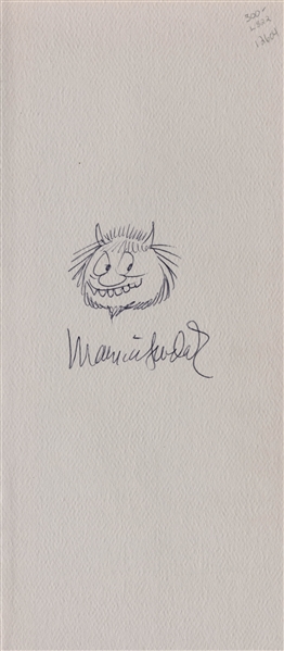 Maurice Sendak Signed Sketch of a ''Wild Thing''