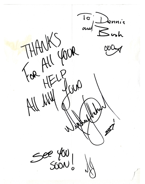 Michael Jackson Rare Twice-Signed Thank You Note to Dennis Tompkins & Michael Bush -- With PSA/DNA COA