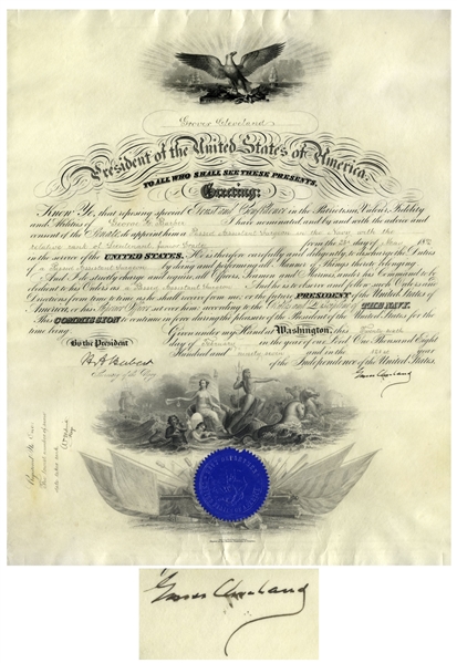 Grover Cleveland Military Appointment Signed as President -- Cleveland Appoints Surgeon to U.S. Navy Shortly Before the Spanish-American War