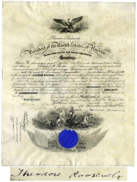 Theodore Roosevelt Military Appointment Signed -- Roosevelt Appoints Surgeon in the U.S. Navy