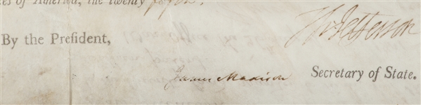 Thomas Jefferson Military Land Grant Signed as President -- Countersigned by James Madison as Secretary of State