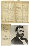 Ulysses S. Grant Autograph Letter Signed as President, in Draft Form -- ...although I had said that I would not appoint Billings under any circumstances...