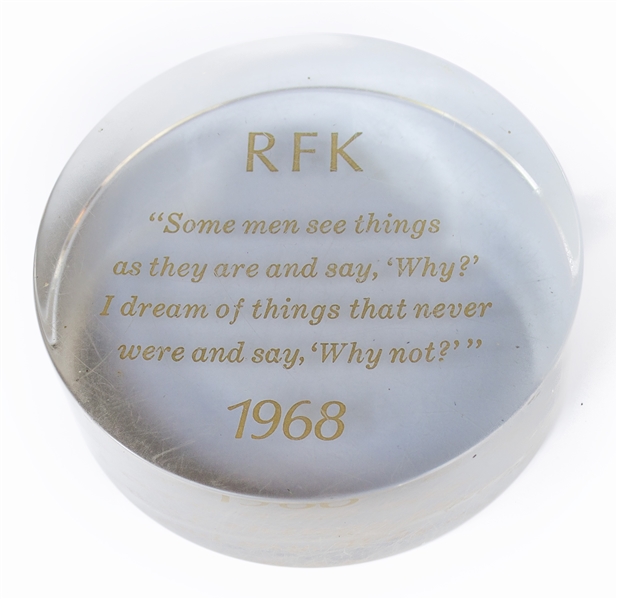 Robert F. Kennedy Commemorative Paperweight -- From the Kennedy Family