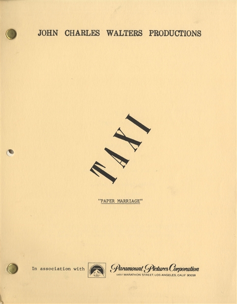 Taxi Script From Season 1 -- From the Estate of Sam Simon, Co-Creator of The Simpsons & Writer on Taxi