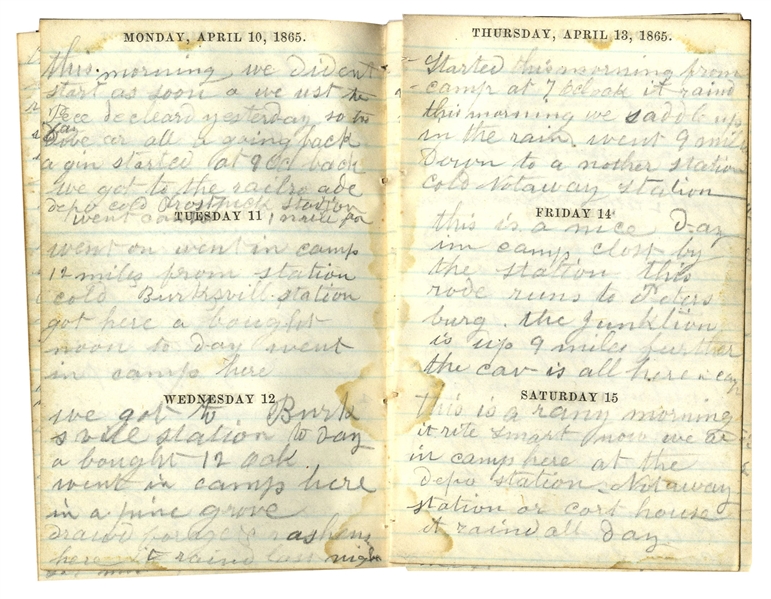 Two Diaries by 17th PA Cavalry Sergeant, With Constant Battle Content -- Todd's Tavern, Spotsylvania C.H., Cold Harbor, White House, Deep Bottom Run, Fisher's Hill, Cedar Creek & Winchester
