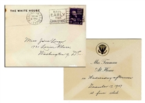 President Truman White House Invitation -- With White House Envelope