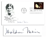 Golda Meir Signed First Day Cover as Israeli Prime Minister -- Cover Honoring Willa Cather Is Postmarked 20 September 1973 -- Near Fine