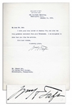 William Taft Typed Letter Signed to Editor Edward Bok -- Acknowledging Receipt of Payment for an Article