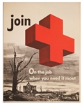 Vintage Red Cross Poster -- On The Job When You Need It Most