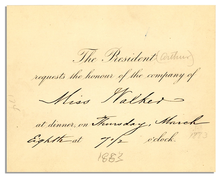 Chester Arthur Presidential Invitation