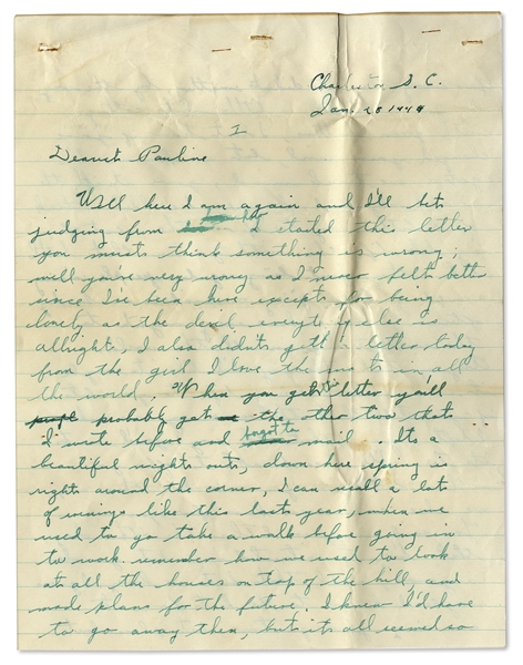 Iwo Jima Flag Raiser Rene Gagnon Autograph Letter Signed -- ''...This is the old Rene Gagnon writing now, the one you used to know in civilian life...'' -- Also With Signed Envelope