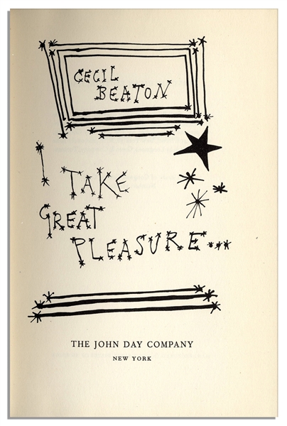 Cecil Beaton Signed First American Edition of His Book ''I Take Great Pleasure''