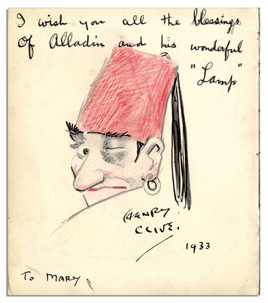 Illustrator Henry Clive Signed Drawing With Inscription