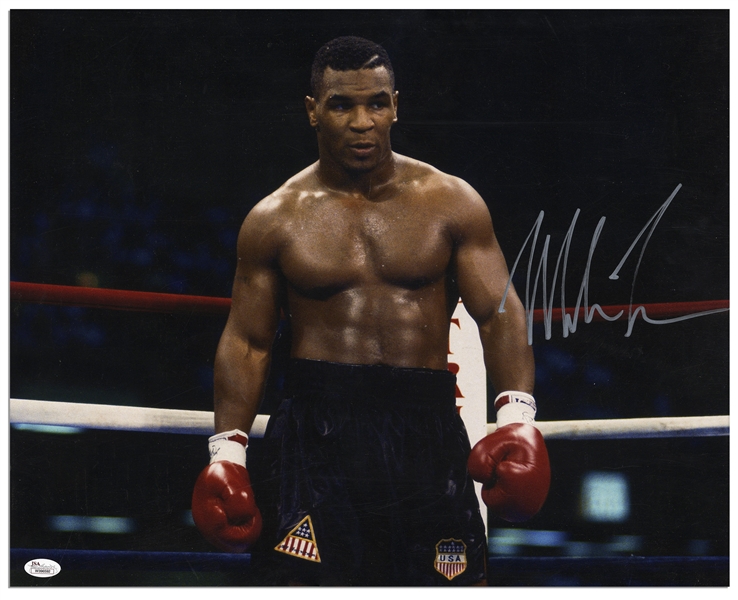 Mike Tyson Signed Photo Poster -- 20'' x 16'' -- With JSA LOA