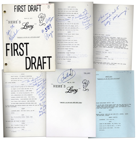 Comedic Genius Lucille Ball's First and Final Draft Scripts From A 1971 Episode of ''Here's Lucy'' Guest Starring Dinah Shore - Including Lucy's Handwritten Script Notes