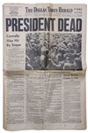 JFK Assassination Newspaper -- Complete 22 November 1963 Edition of The Dallas Times Herald -- Headline, PRESIDENT DEAD