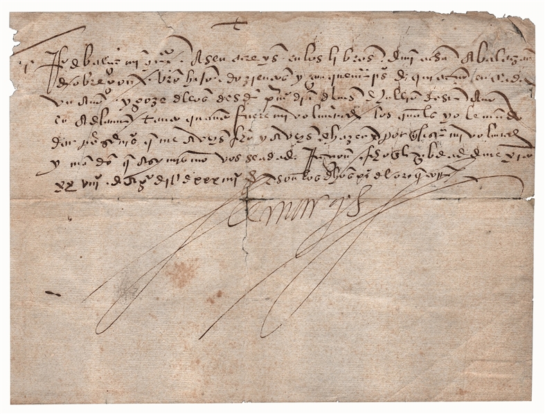 Hernán Cortés Letter Signed From 1534 When Cortés Was Settling Baja, California