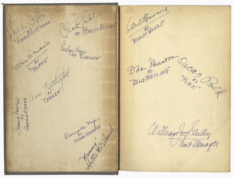 Gone with the Wind Autographs ''Gone With the Wind'' Cast Signed Novel -- Signed by 12, Including Clark Gable, Vivien Leigh, Olivia de Havilland, Leslie Howard & Hattie McDaniel -- With PSA/DNA COA