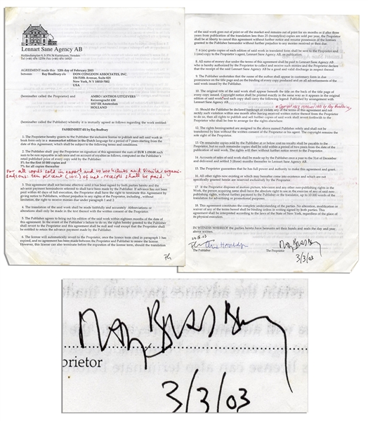 Ray Bradbury Signed Contract Pertaining to Publishing Rights For His Magnum Opus ''Fahrenheit 451''