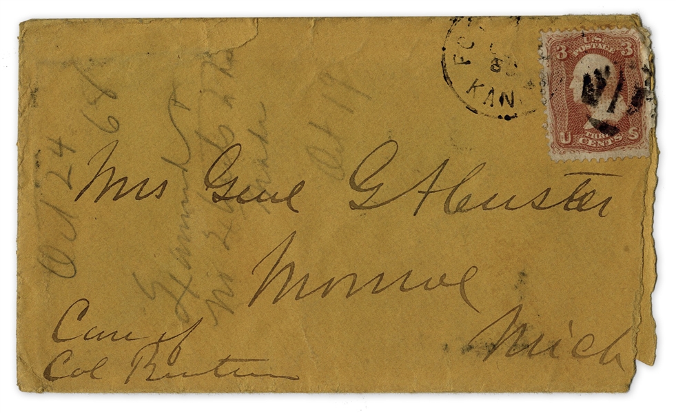 George Custer Envelope Made Out in His Hand to His Wife -- ''Mrs. G.A. Custer''
