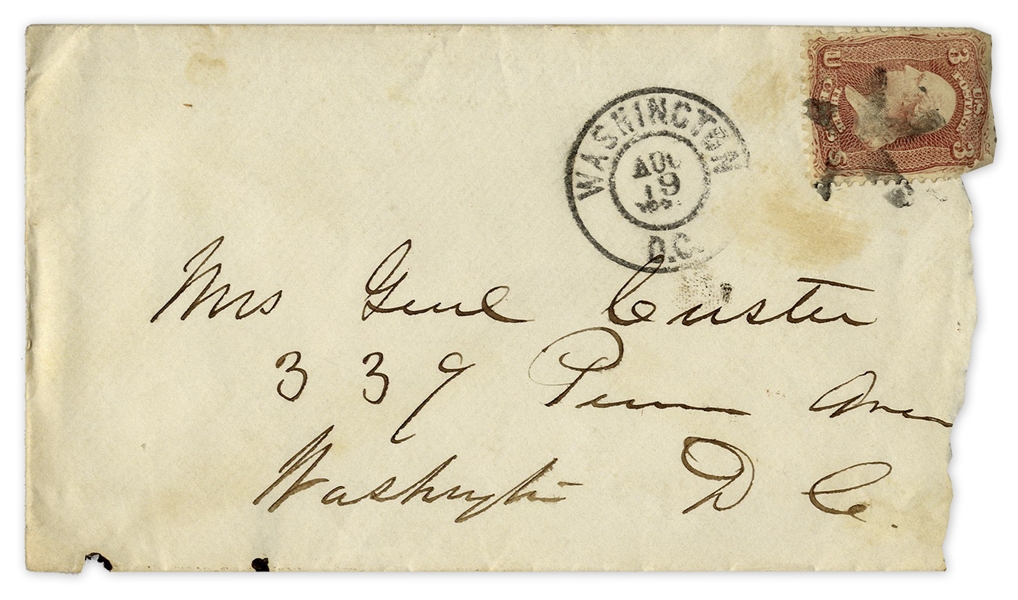 George Custer Envelope Signed, Handwritten to His Wife