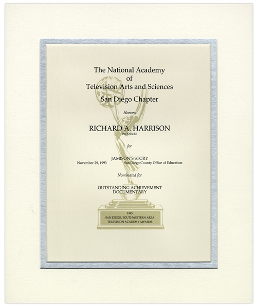 Emmy Nomination Given to Producer Richard A. Harrison for ''Jamison's Story'' in 1993