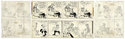 2 Chic Young Hand-Drawn Blondie Comic Strips From 1968 -- Plus Chic Youngs Original Artwork for Both Strips