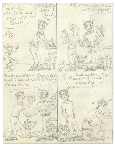 2 Chic Young Hand-Drawn ''Blondie'' Comic Strips From 1971 -- With Chic Young's Original Preliminary Artwork for Both