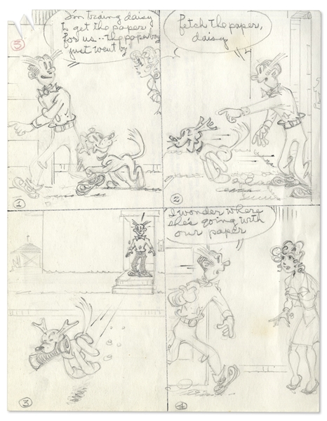 2 Chic Young Hand-Drawn ''Blondie'' Comic Strips From 1973 -- With Chic Young's Original Preliminary Artwork for Both