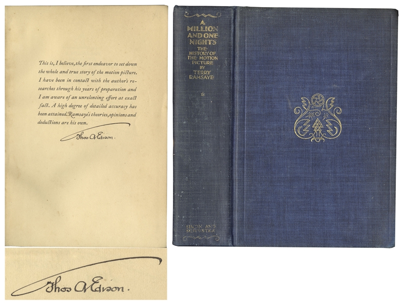 Thomas Edison Signed Copy of ''A Million And One Nights: A History of The Motion Picture''