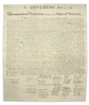 1843 Force Declaration of Independence From Original Copper Plate -- Near Fine Condition