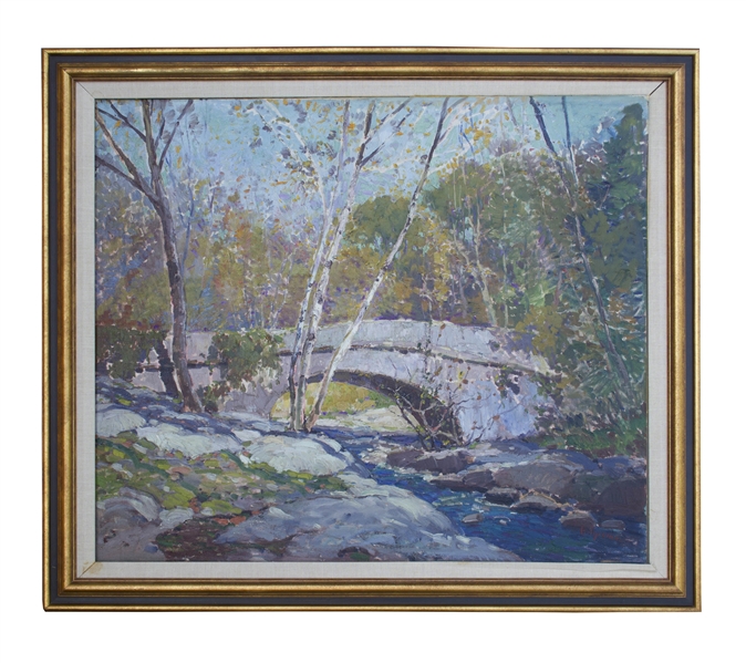 Anthony Thieme Painting Entitled ''Bridge in Autumn''