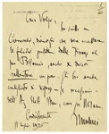 Benito Mussolini Autograph Letter Signed -- ...I have also advised him to disentangle himself...