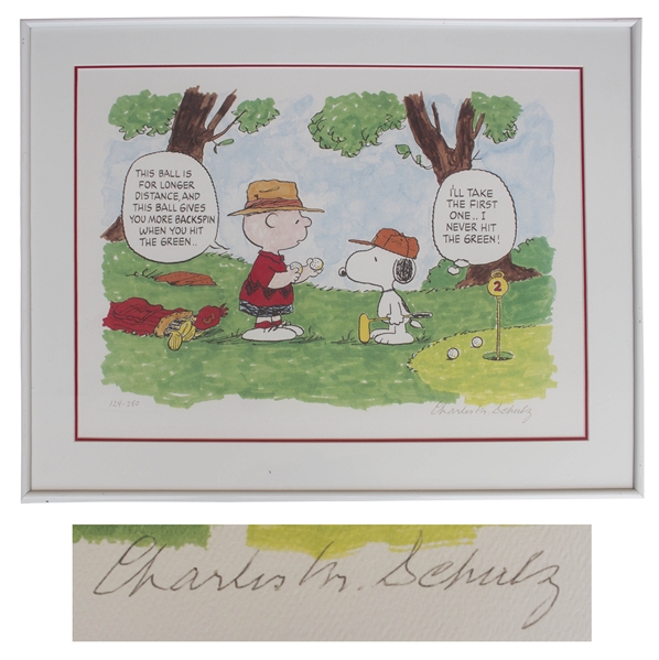 Charles Schulz ''Peanuts'' Limited Edition Lithograph -- Snoopy & Charlie Brown Play Golf