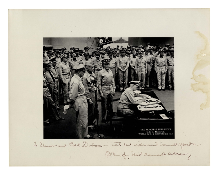 Admiral Chester Nimitz 14'' x 11'' Signed Photo of the Japanese Surrender