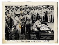Admiral Chester Nimitz Signed Photo of the Japanese Surrender, Uninscribed -- Nimitz Also Identifies Three Forgotten Individuals in the Photo, Including General Joseph Stilwell