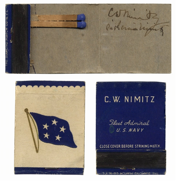 Fleet Admiral Chester Nimitz Signed Matchbook -- Matchbook Is Personalized With Nimitz' Name and Rank