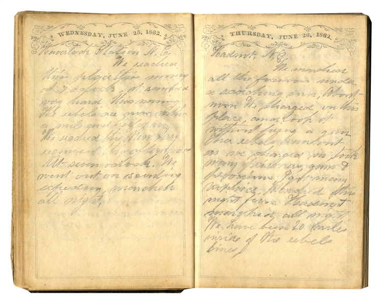 2 Civil War Diaries by 16-Year-Old Soldier, Describing Battles of Trenton, Goldsboro Bridge, Petersburg, Ream's Station & Numerous Skirmishes -- ''...the ground was strewn with rebel dead...''