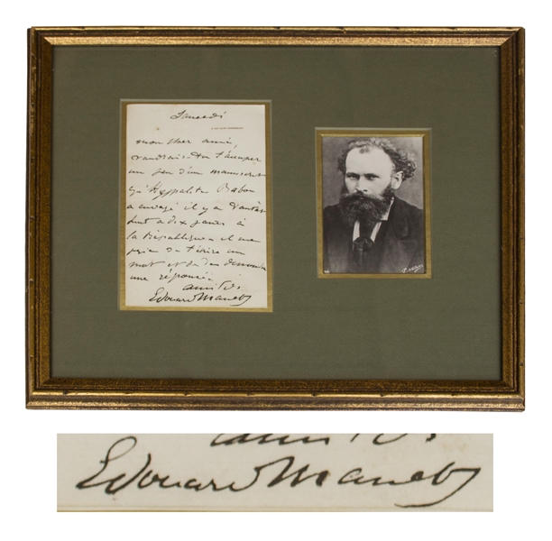 Edouard Manet Autograph Letter Signed -- Manet Asks a Favor for a Friend, ''...Would you occupy yourself a bit regarding a manuscript...''