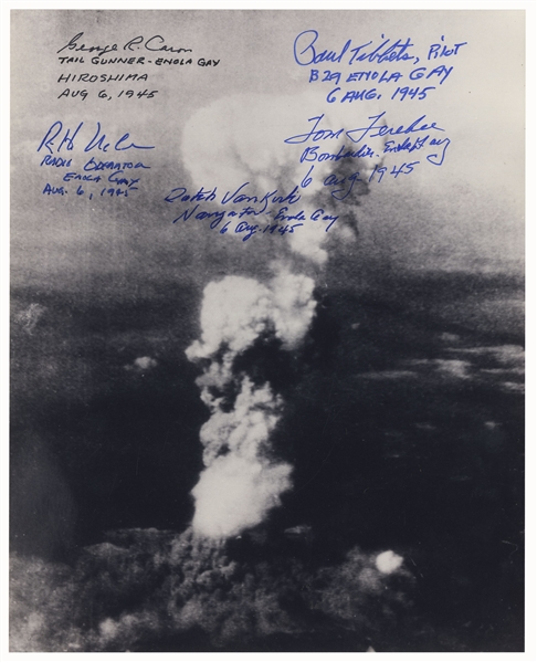 Enola Gay Crew-Signed Photo by Five Depicting the Atomic Bomb Blast