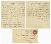 Franklin D. Roosevelt Autograph Letter Signed to His Son, FDR Jr. -- Also With Handwritten Envelope Signed -- ...I am off...to preach a sermon in the Church this evening!...