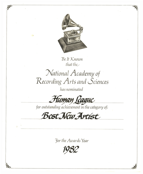 Grammy Nomination for ''Best New Artist'' -- Awarded to Human League in 1982