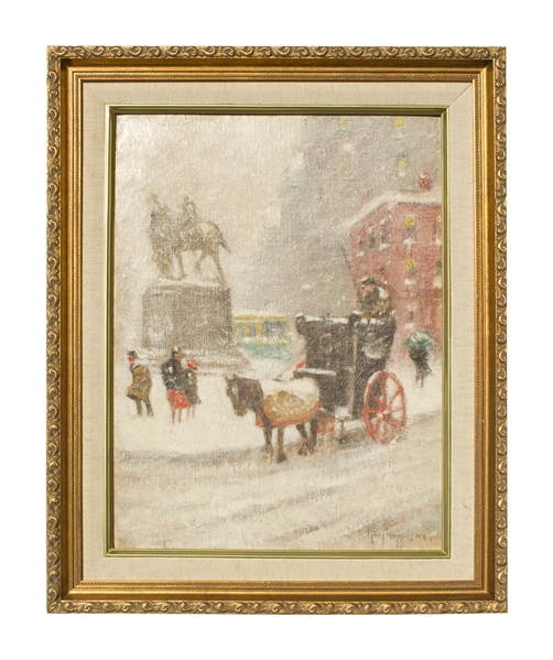 Guy Carleton Wiggins Painting of New York City in Winter Guy Wiggins Original Art