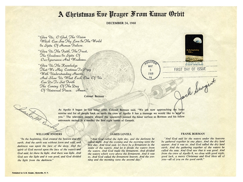 Jack Swigert and Charles Duke Signed ''Christmas Eve Prayer From Lunar Orbit''