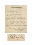 James Garfield Letter Signed as U.S. Congressman -- ...Please inform me whether you are of the same family...