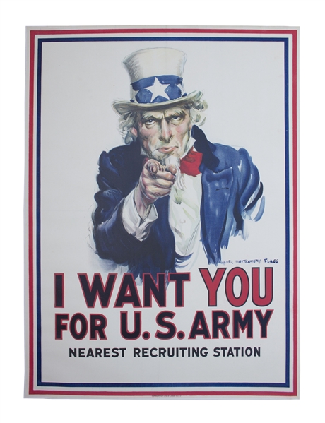 The Most Famous American Artwork, the Original ''I Want You'' World War I Recruitment Poster by James Montgomery Flagg
