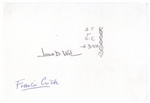 James Watson Signed Drawing of the DNA Double Helix -- Also Signed by Francis Crick